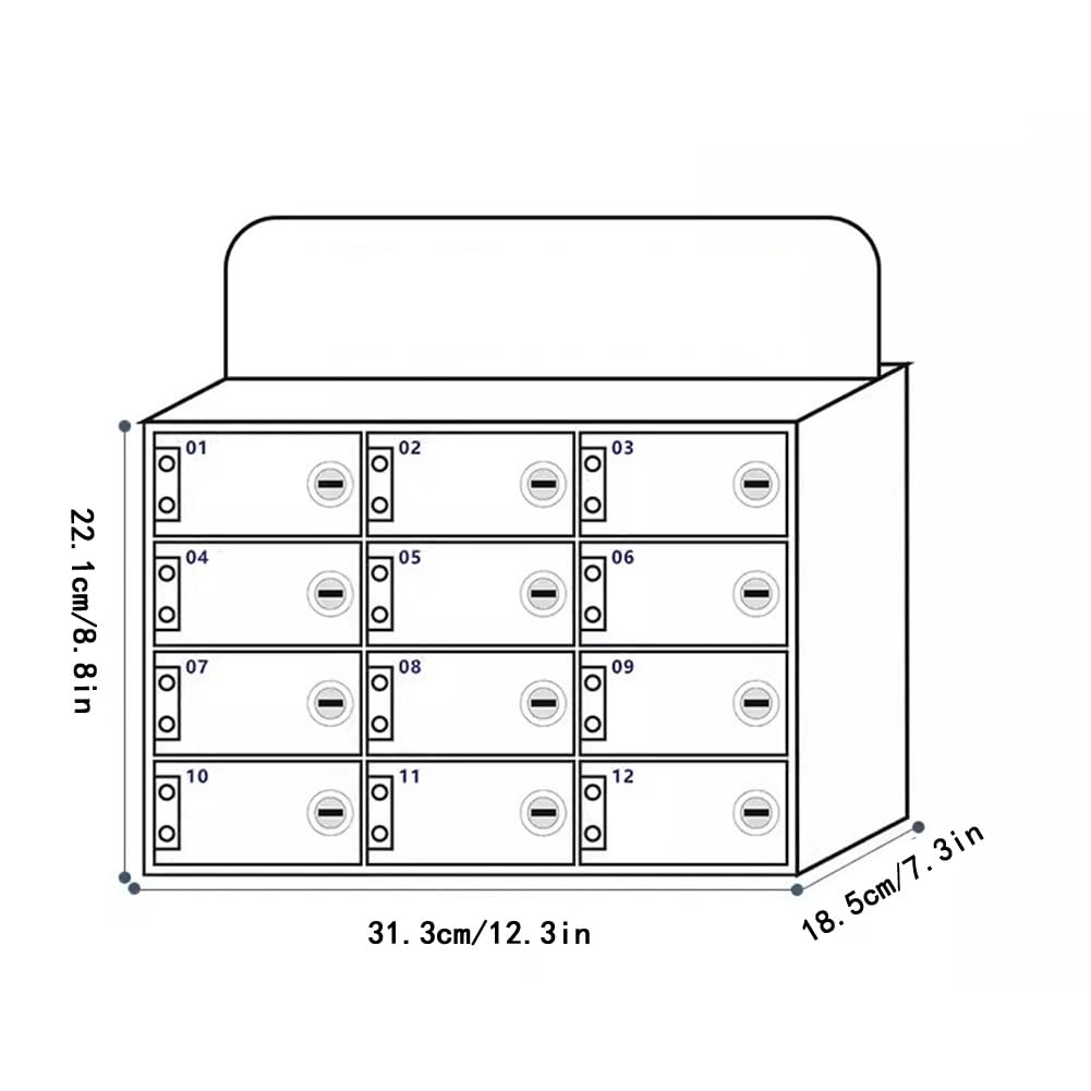Handy-Schließfach Box Acryl Silber Wandmontiert 12 Slots Büro Schule Klassenzimmer
