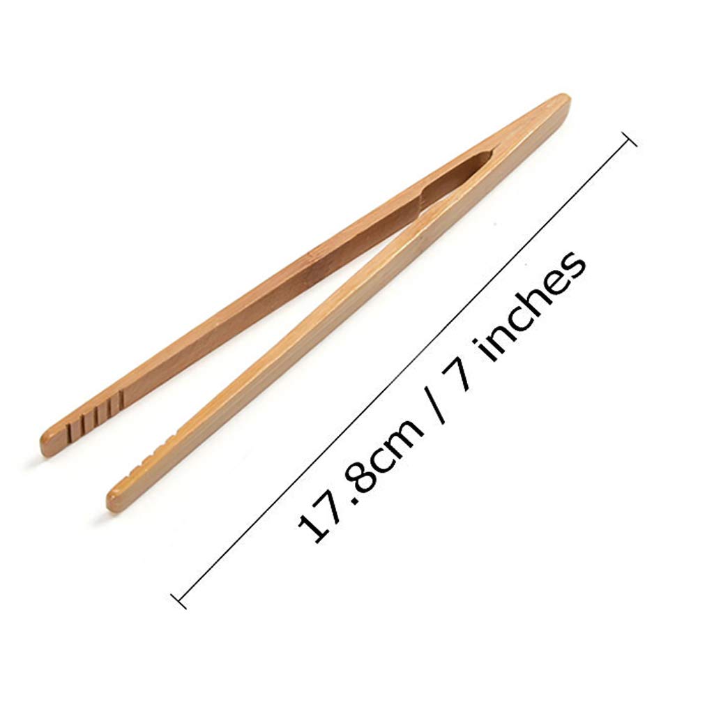 4 Piece Bamboo Tongs Set - 7.08 Inch Eco-Friendly Kitchen Tongs For Tea, Toast & Food Handling