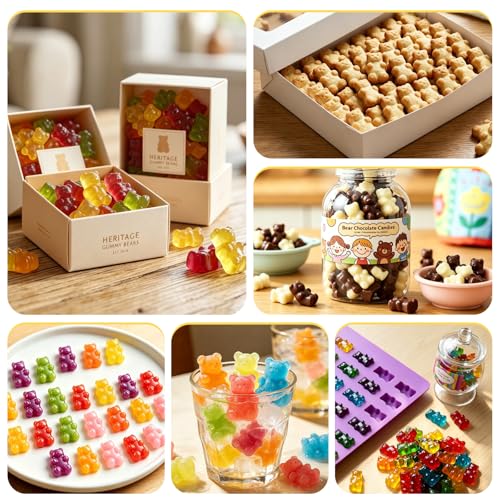 Image of Gummy Molds Gummy Bear Mold - Mini Size Chocolate Candy Molds with 2 Droppers Nonstick Food Grade Silicone Molds Pack of 4