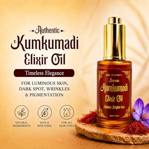 Image of Authentic Kumkumadi Elixir Oil, Rodiont Brighter Face Oil For Glowing Skin, Dark Spot Wrinkles and Pigmentation | Rich in Vitamin A & C | 30ml /1 floz