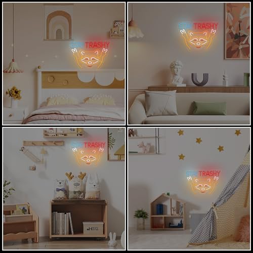 Image of Stay Trashy Racoon Neon Sign, USB Powered LED Room Decor