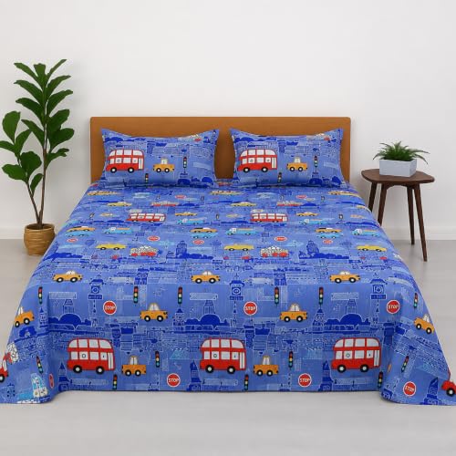 Image of COZY FURNISH Double Bedsheet with 2 Pillow Covers, 90 x 100 Inches, Soft Microfiber Cotton Bed Sheet Set for Double Bed, Comfortable and Easy Care