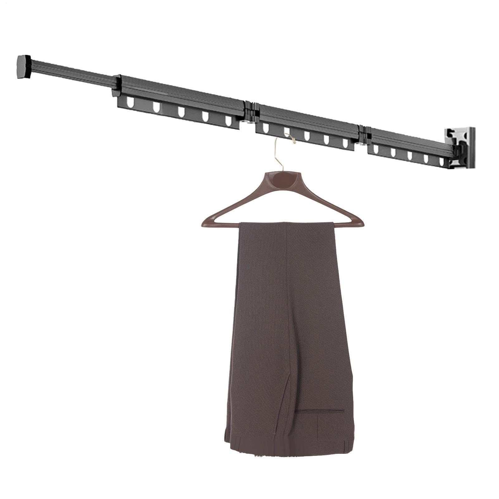 Étendoir À Linge Pliant Mural - Tige Télescopique En D'aluminium | Portant À Vêtements D'intérieur Pour Balcon Rétractable, Peu Encombrant, Durable | Étendoirs À Linge - Maison Buanderie Chamb