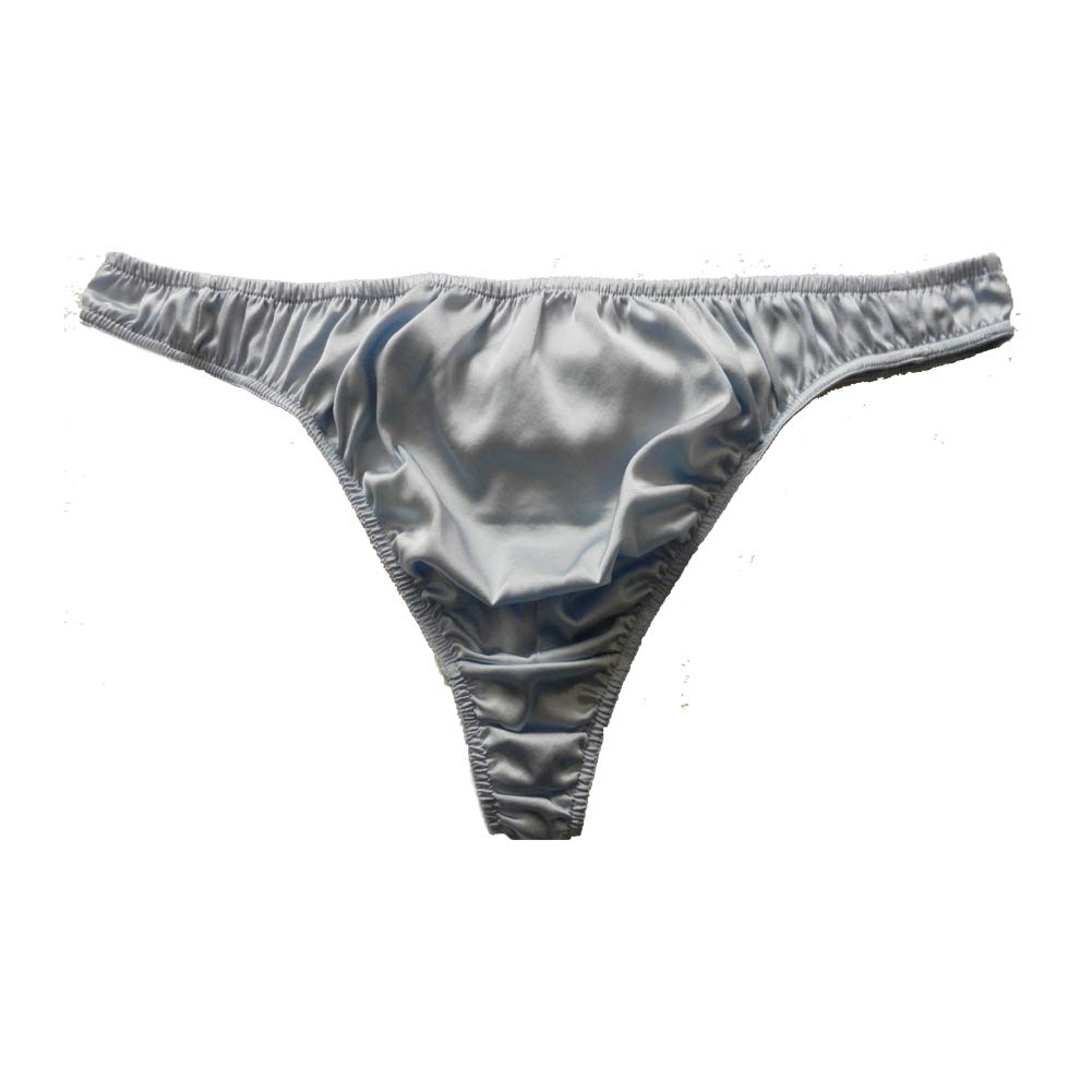Panasilk Men's Silk G-Strings Thongs Silk Panties(sky blue，S)