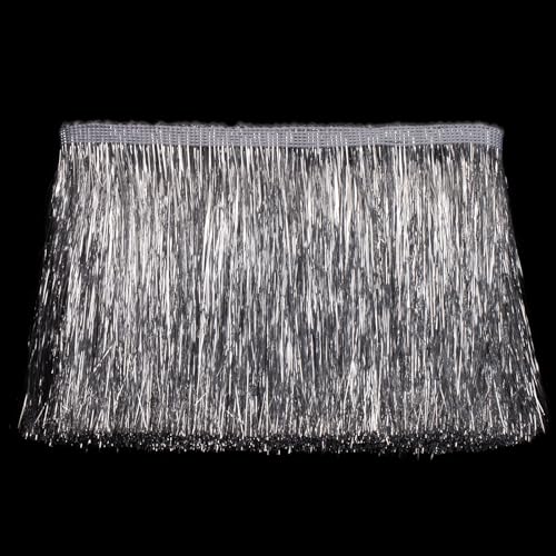 AMZTKDIY Tinsel Fringe Trim Tinsel Fringes 5 Yards 6Inch/8Inch for Clothing Accessories DIY Craft Latin Stage Dress Shiny Foil Effect Party Decor (Silver 6 Inch)