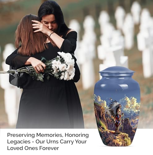 Image of Native American Urns for Ashes - Urns for Human Ashes - Cremation Urn for Ashes - Urns for Human Ashes Adult Male Dad - Burial Urns for Cremated Remains (10 inch Pack of 1)