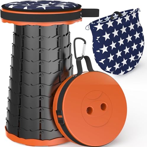 ALEVMOOM Sgabello Pieghevole Portatile Con Cuscino, Telescopico Per Barbecue, Campeggio, Piscina,...