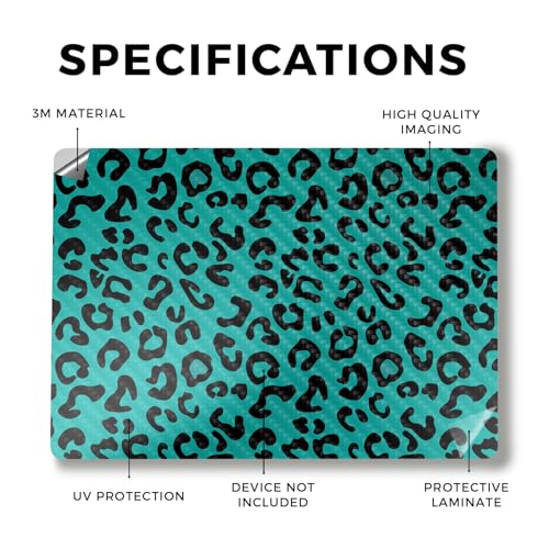 Image of Carbon Fiber Laptop Skin Compatible with Surface Laptop 7 15 inch (2024) - Teal Leopard - Premium 3M Vinyl Protective Wrap Decal Cover - Easy to Apply | Crafted in The USA by MightySkins