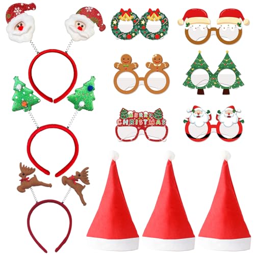 FESDMOH 12PCS Weihnachtsstirnband Weihnachtsbrillen und...