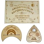 Halloween Game Ouija Spirit Board Game with Planchette, Classic Wooden Spirit Board Classic Talking Metaphysical Message for Spirit Hunt Divination Spiritual Communication Witchcraft Enthusiasts Gift