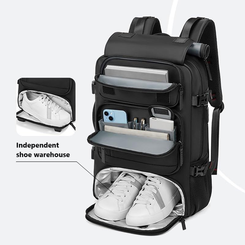 Travel Backpack for Men Women, Personal Item Travel Bag with Multi-Pockets, Carry on Backpack Fits 17.3/15.6inch Laptop (Grey, 17.3 inch)4