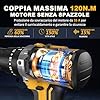 Trapano Percussione Batteria Brushless 21V - SundpeyPRO 120Nm Trapano Avvitatore a Batteria con 2 Batterie 4Ah, 20+3 Coppie, 13mm Mandrino, 2 Velocità, 35 PZ Accessori, per Casa Riparazione, Fai da te
