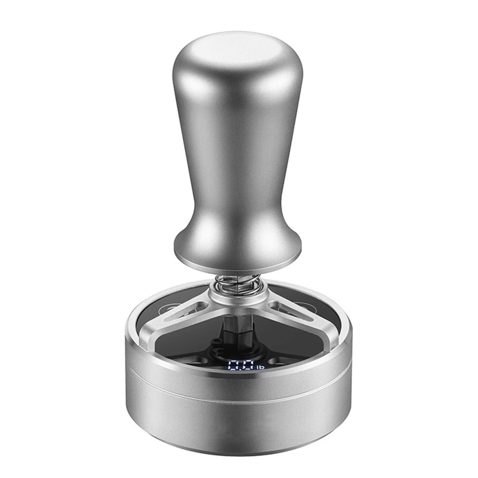 SICWEDIM Coffee Tamper, Espresso Hand Tamper, 25-35 LB Constant Pressure, with LCD Pressure Display, Stainless Steel Flat Base, for 53/58mm Portafilter, Barista Tool (C 53mm)