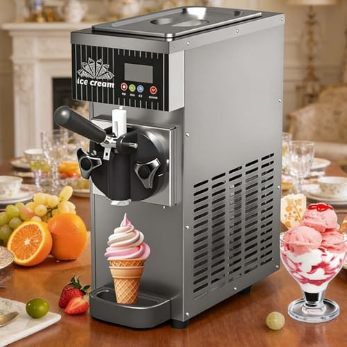Machine à Glace Italienne Mono-Parfum 450w-Machine à CrèMe GlacéE Molle De Comptoir, Acier Inox, 4-5L/H,2,5LBac, 1L Cylindre,éCran Lcd,...