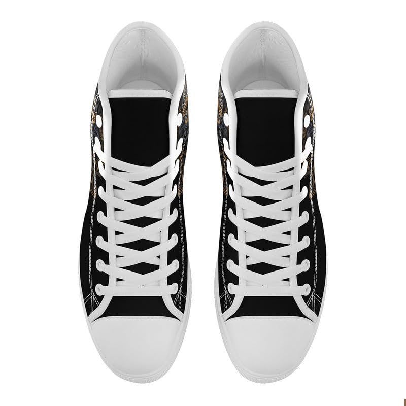 Unisex Fashion Skull High Top Sneakers Classic Lace-Up Canvas Shoes,Casual Cool Hip Hop Tennis Walking Shoes for Men Women3