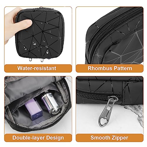 Image of Likesing Sanitary Napkin Storage Bag, Leather Portable Period Bag for Girls Women, Sanitary Napkin Period Pad Pouch Tampon Holder for Purse, Small Make Up Bags(Black)