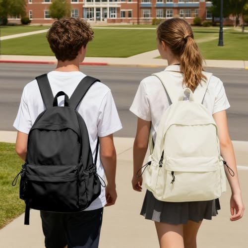 Lightweight Backpack for Women Casual Backpack College High School Bookbag Water Resistant Laptop Bag for Men Travel Daypack for Sports Work A1-Black - 5