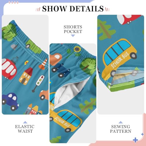 ZZXXB Cartoon Car Boys Long Pants Soft Trousers Elastic Waist Kids Lounge Bottoms with Pockets S-XL4