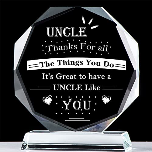 Idée cadeau oncle unique : un bloc de verre décoratif avec message d'affection