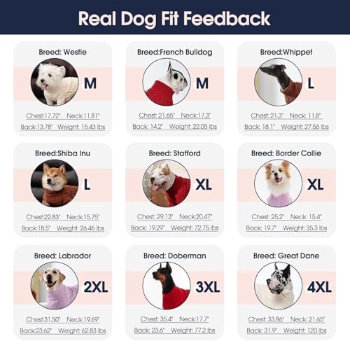 IECOii Hundepullover Kleid,Extra Große Pullover Hund für Weibliche Hunde,Hund Fleece Pullover Haustier Winter Kleid für Riesenrassen,Rollkragen Strickwaren für Kaltes Wetter, Maschinenwaschbar,5XL
