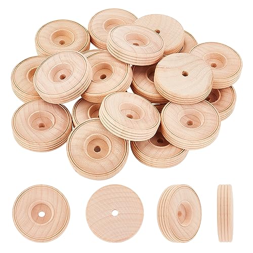 Contenuto della confezione: la confezione include 20 ruote in legno, dimensioni circa 50 mm di diametro, 12 mm di spessore, foro: 6 mm. La quantità può soddisfare le vostre varie esigenze nel vostro artigianato fai da te.