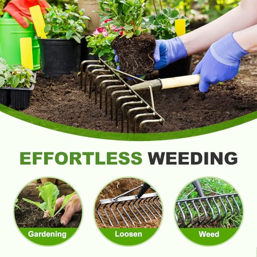 Rastrillo para deshierbe de acero manganeso jardín 7 púas miniatura 2