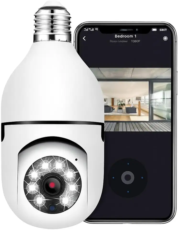 Câmera Lâmpada 360º Wi-Fi IP Segurança Espiã Inteligente Visão Noturna HD Áudio Bidirecional