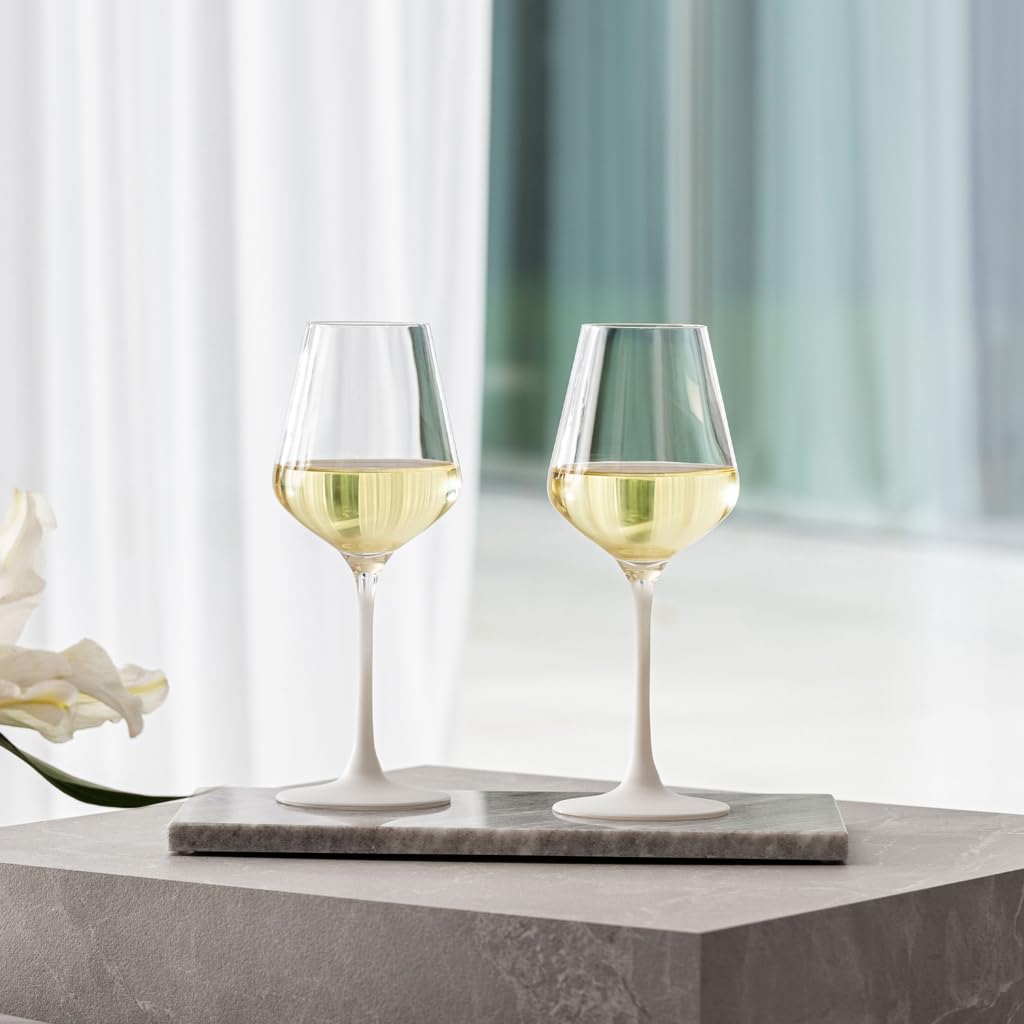 Villeroy & Boch - Manufacture Rock blanc Weißweinglas Set 4 teilig Weiß, Weinglas, Außergewöhnliche Gläser, Gläser für Wein, Weisswein Gläser, Kristallglas