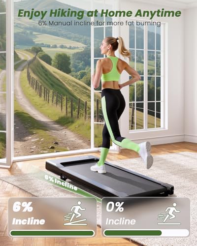 Image of DeerRun Under Desk Walking Pad Treadmill for Home & Office, 6% Manual Incline, 0.6-3.8 MPH Walking Speed, 300 lb Capacity, App & Remote Control