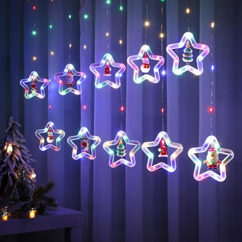 Image of V.E.S.P.A 3.5-Meter Window Christmas Lights - 10 Star Design for Indoor and Outdoor Holiday Decor, Electric Incandescent String Lights (Warm White)