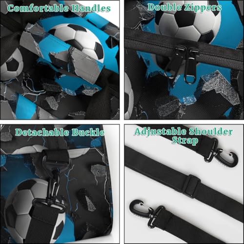 Soccer Ball Duffle Bag for Kids, Overnight Weekender Bag Travel Duffle Bag Carry-On Tote for Swim Sport Gym Bag for Boys Girls4