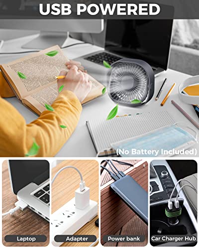 Image of Small USB Desk Fan, 3 Speeds Portable Table Fan, 360Rotatable Personal Min Fan, Small Cooling Fan by USB Plug In, 4 inch Silent Desktop Fan for Home Office Bedroom Dorm Car Indoor Outdoor Summer Gift