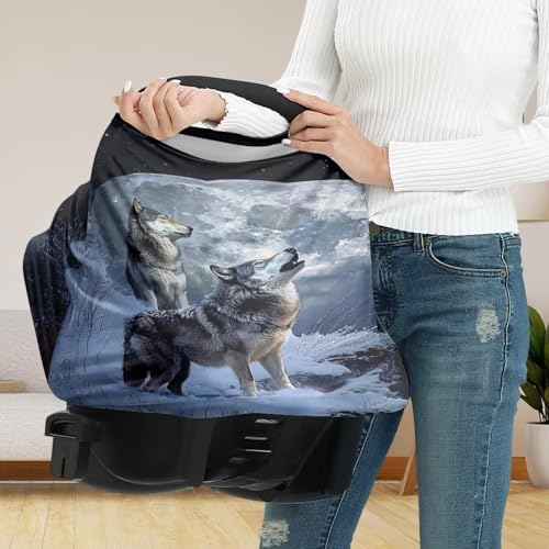 Image of Youngerbaby Wolf Print Car Seat Canopy Nursing Cover Multi Use Baby Stroller and Carseat Cover Breastfeeding Nursing Covers Boys and Girls Shower Gifts