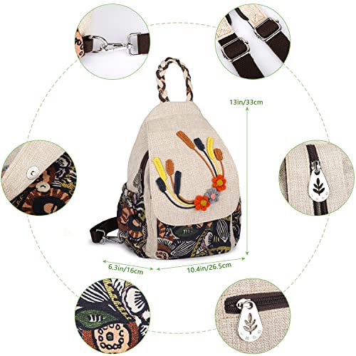 Image of Lady's Convertible Sling Bag, Hand Craft Artisan Purse, Beautiful Canvas Premium Casual Day Mini Backpack for Women (Two Grapes)