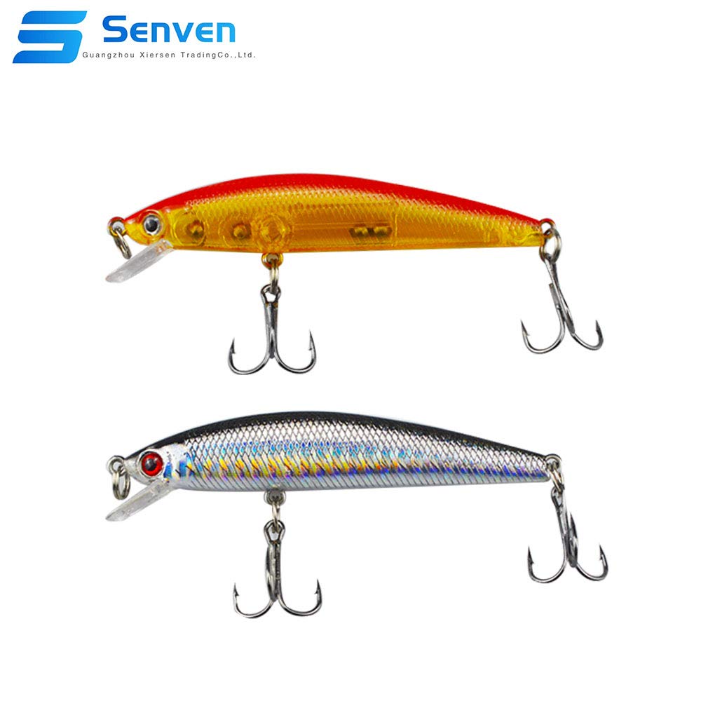 Senven Esche Artificiali Minnow Lures Hard Baits Crank Abs For Bass Fishing Tackle, esca pesca in mare e acqua dolce, rigida bionica - 8Pcs