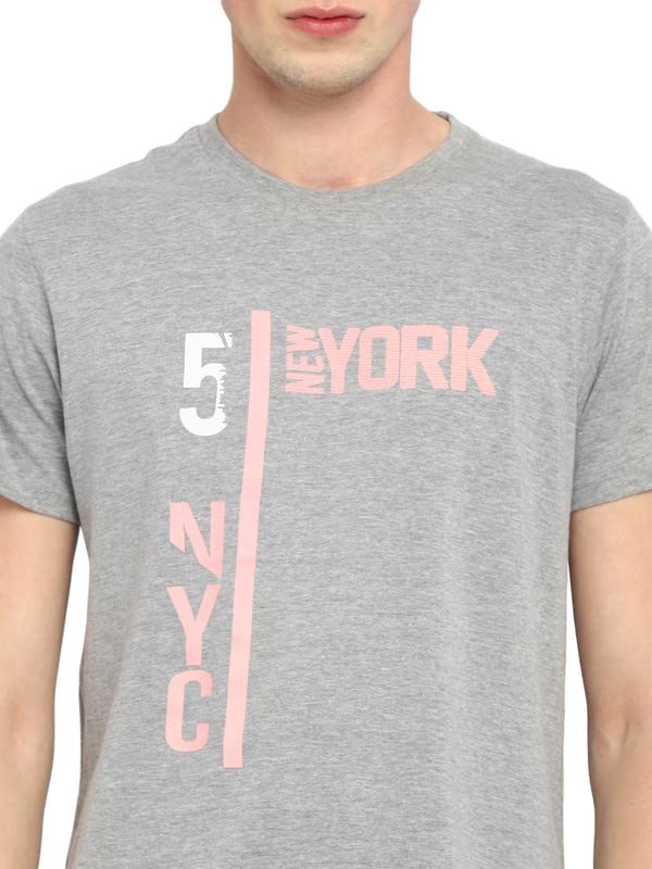 Image of AMERICAN CREW Printed Round Neck T-Shirt for Men