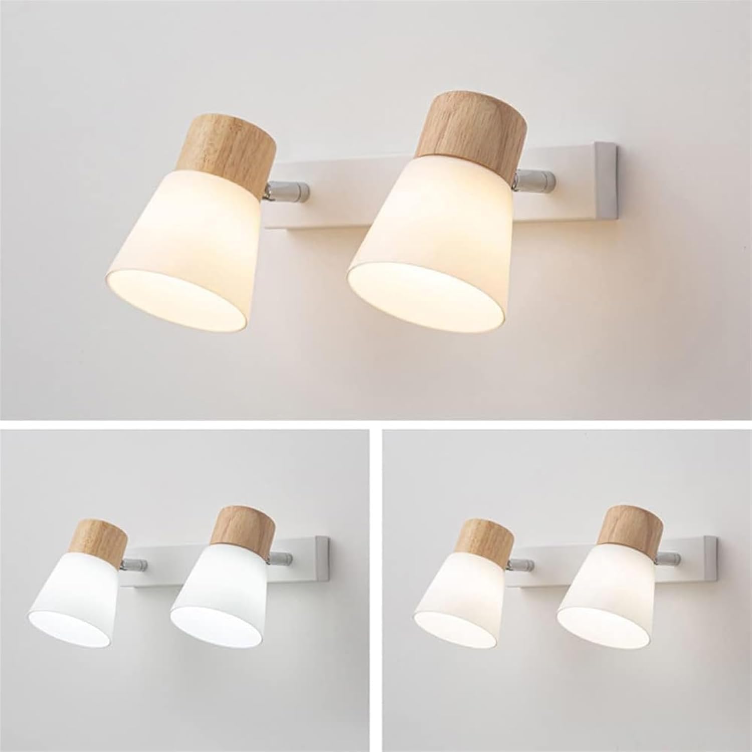 Lámpara de tocador rural de madera, 2 luces, accesorio de iluminación para baño, tocador de vidrio, montaje en pared, aplique de pared para maquillaje, lámpara frontal de espejo E27 para tocad