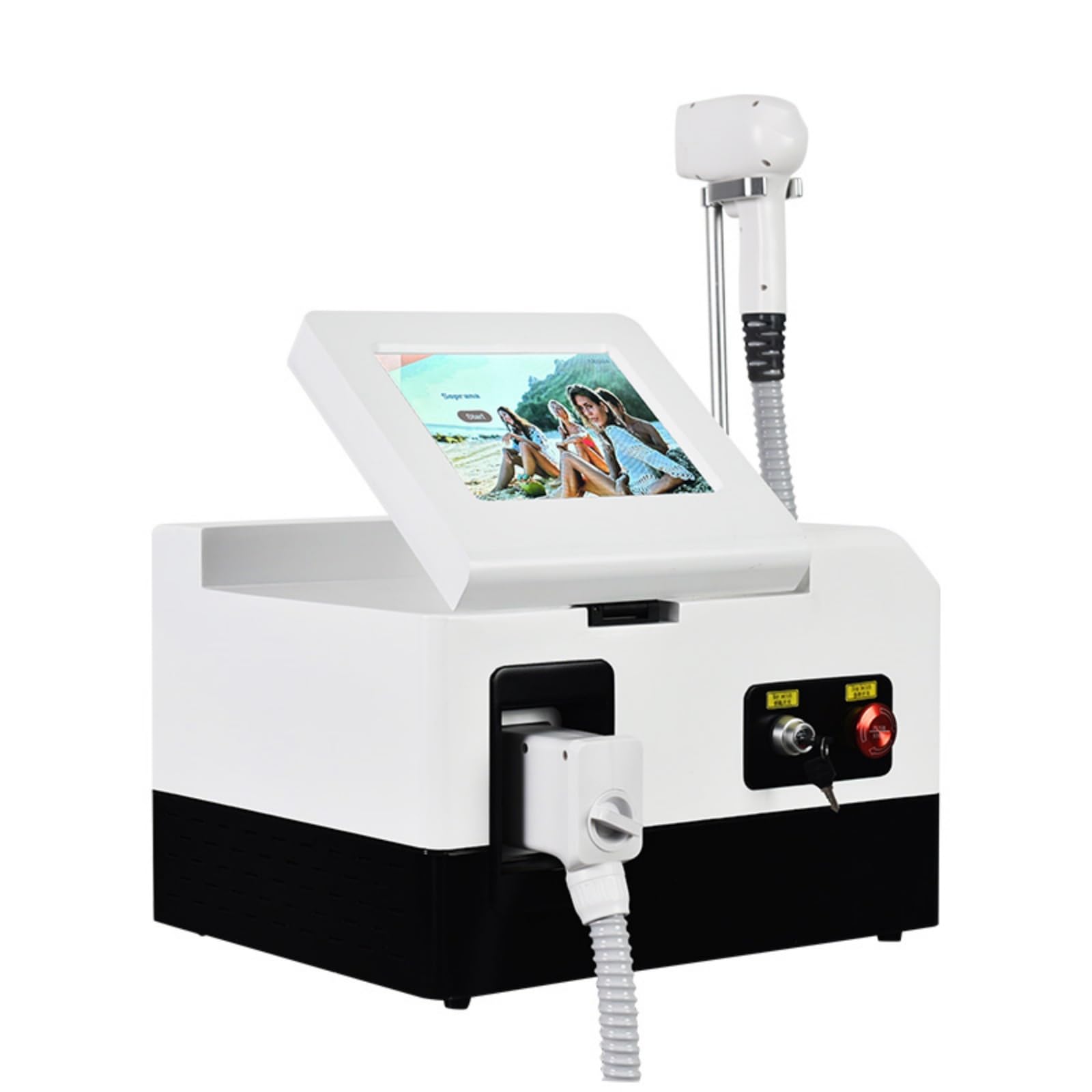 Epilatore Laser Professionale (755/808/1064nm) per Viso e Corpo - Depilazione Permanente Sicura per Uomini e Donne, Pelli Chiare e Scure con Raffreddamento a Ghiaccio, In bianco e nero