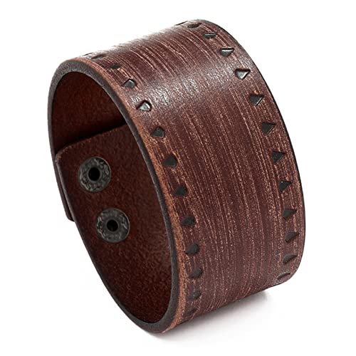 Image of Punk Rock Print Pattern Wristband Wide Leather Cuff Bracelet