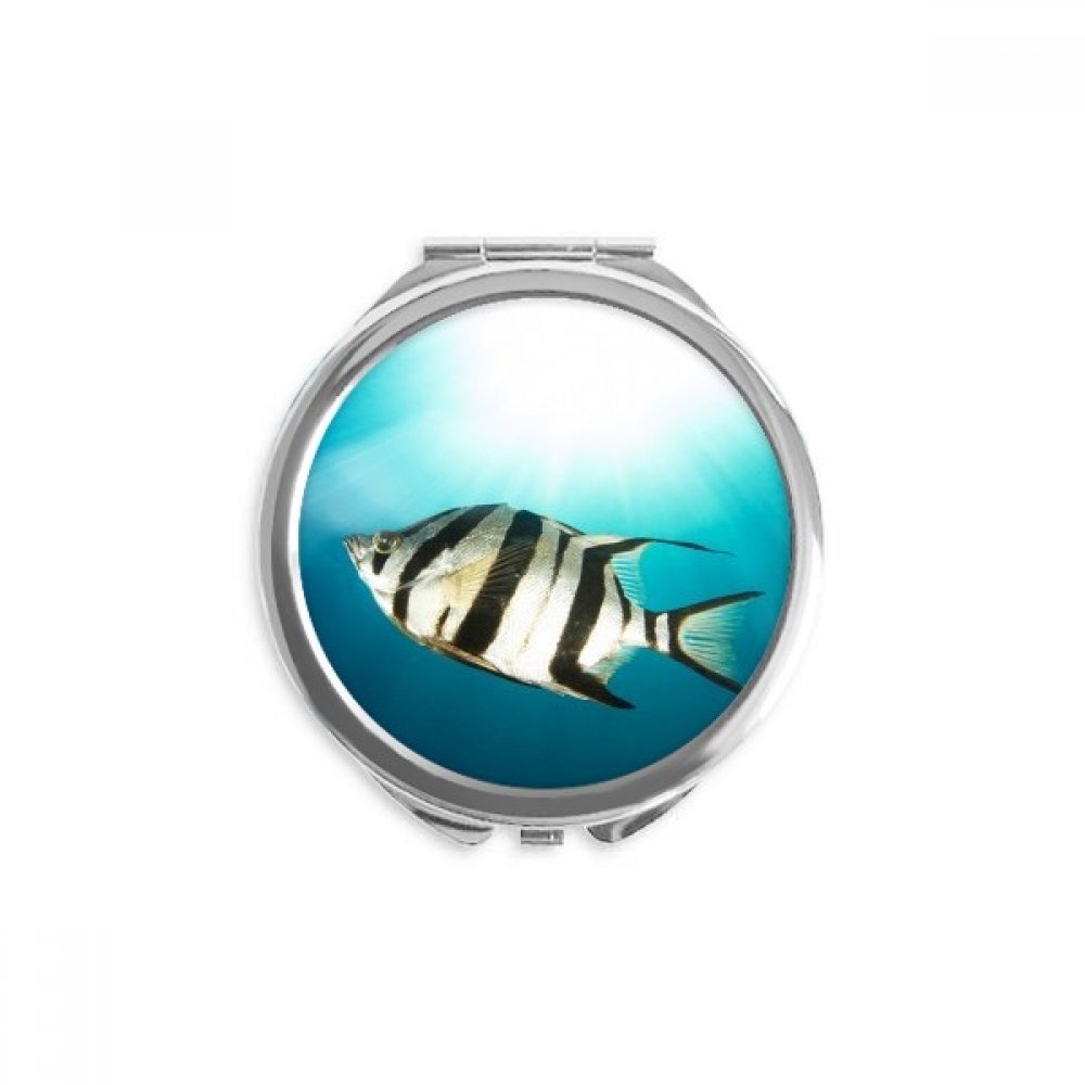 Miroir de poche poisson tropical rond de maquillage portable multicolore
