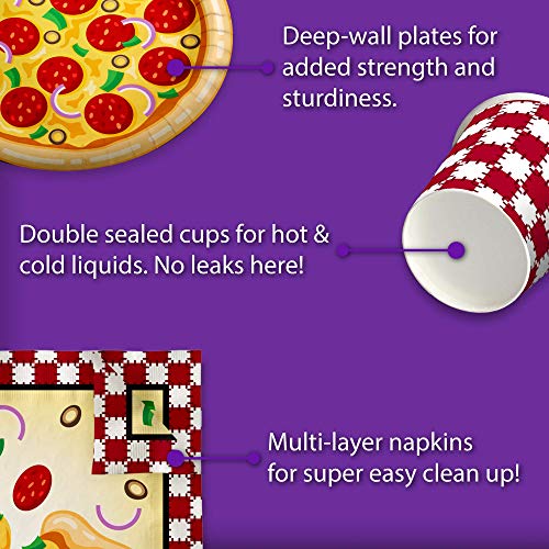 Pizza Birthday Party Supplies Set Plates Napkins Cups Tableware Kit For 16 #TOP2