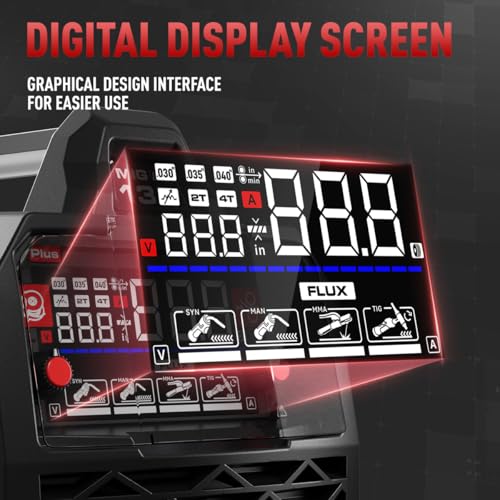 ANDELI 135Amp 110V/220V Dual Voltage IGBT Inverter MIG Welder, Portable Gasless Welder Flux MIG/Lift Tig/Stick 3-in-1 Multi-Process Welding Machine with Large LED Digital Display - Image 3