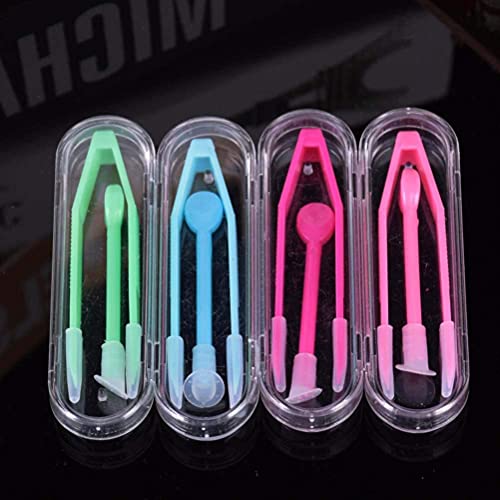 Esowemsn 6 Sets Travel Portable Contact Lens Stick Tool Case Set Lenses Tweezers And Suction Stick For Lens Inserter Remover cover