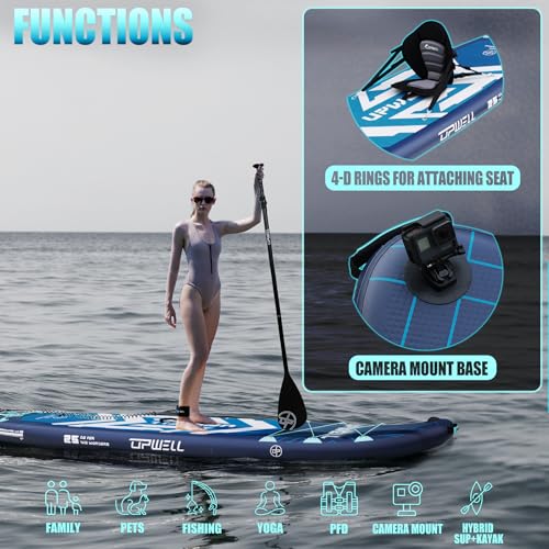 Image of UPWELL 11'6 inchx35 inch Extra Wide Inflatable Paddle Board, Stand Up Paddle Board for Youth & Adults, Stable Design, Premium SUP Accessories, 120L Backpack, 10L Dry Bag, Paddle, Leash, Hand Pump, US Fins