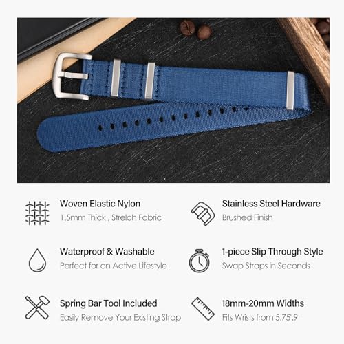 Image of watchdives Nylon Watch Band 20mm 22mm Multicolor Replacement Watch Straps for Men Women