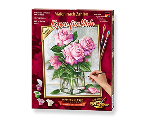 Schipper 609240828 Malen nach Zahlen - Rosen für Dich - Bilder malen für Erwachsene, inklusive Pinsel und Acrylfarben, 24 x 30 cm