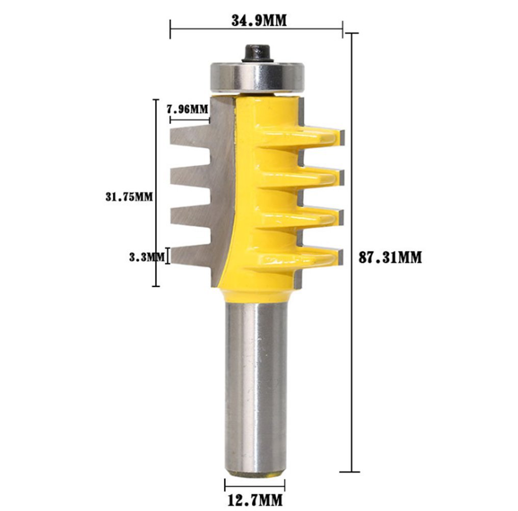 Yosoo 1/2'' Hank Rail & Stile Dedo Pegamento Router bit Conjunto Herramientas Cono Tenon Carpintería cortadora