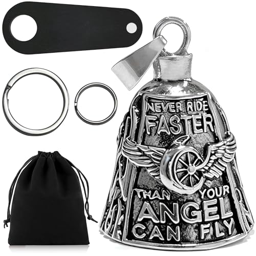 HAILIWEI Motorcycle Ride Bell For Bikers Guardian Angel Gremlin Motorcycle Bells for Luck Motorcycle Rider Key Chain