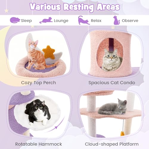 Árbol para gato PETSITE con tema de estrellas y luna, 62 pulg. miniatura 3