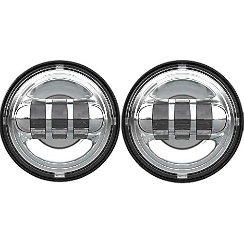 GXENOGO 4-1/2’’ 4.5 Inch LED Fog Passing Lights for Touring Road King Ultra Classic Electra Street Glide Tri Cvo Heritage Softail Slim Deluxe Fatboy- Pair, Chrome Cover